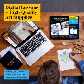 Prismacolor Technique Art Supplies and Digital Art Lessons Nature Drawing Set Level 1 Learn to Draw with Colored Pencils Graphite Pencils and More Flower Drawing 26 Count