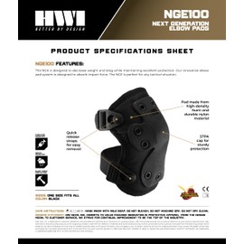 HWI Gear Next Generation Elbow Pad for Protection: Combat, Mechanics, Construction, Hunting, Landscaping, Outdoor Survival, Heavy Duty Industrial Grade, Adjustable