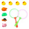 Bath Toys Set with 2 Fishing Net Tools and 8 Mini Rubber Toys for Bathtub Pool Games, Water Toys, Gifts for Boys and Girls