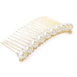 JewelVOX Women's Hair Accessories, Pearl, Line, Simple, Yaijimaki Comb, Adult, Stylish, Gold