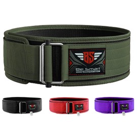 BeSmart Weight Lifting Belt Deadlift Powerlifting belts Self-Locking Double Padded Polyester Back & Core Support CrossFit Weightlifting Equipment for Gym Training Men & Women (Large, Green)