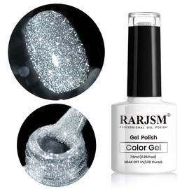 RARJSM Glitter Nail Polish Silver Nail Polish Gel Nail Polish 1PACK 7.5ML Soak Off Nail Lamp Required for Nail Art Design Salon Quality DIY Home RAR79