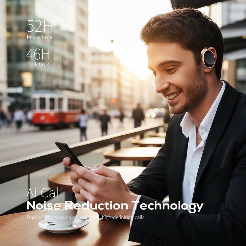 Over Ear Earphones, Bluetooth 5.4, Clip Headphones, Wireless Headphones, Over