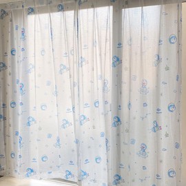 Sanrio SB-598-S Doraemon I'm Doraemon UV Protection Lace Curtain that is hard to see from outside, Width 39.4 x 78.0 inches (100 x 198 cm), Set of 2