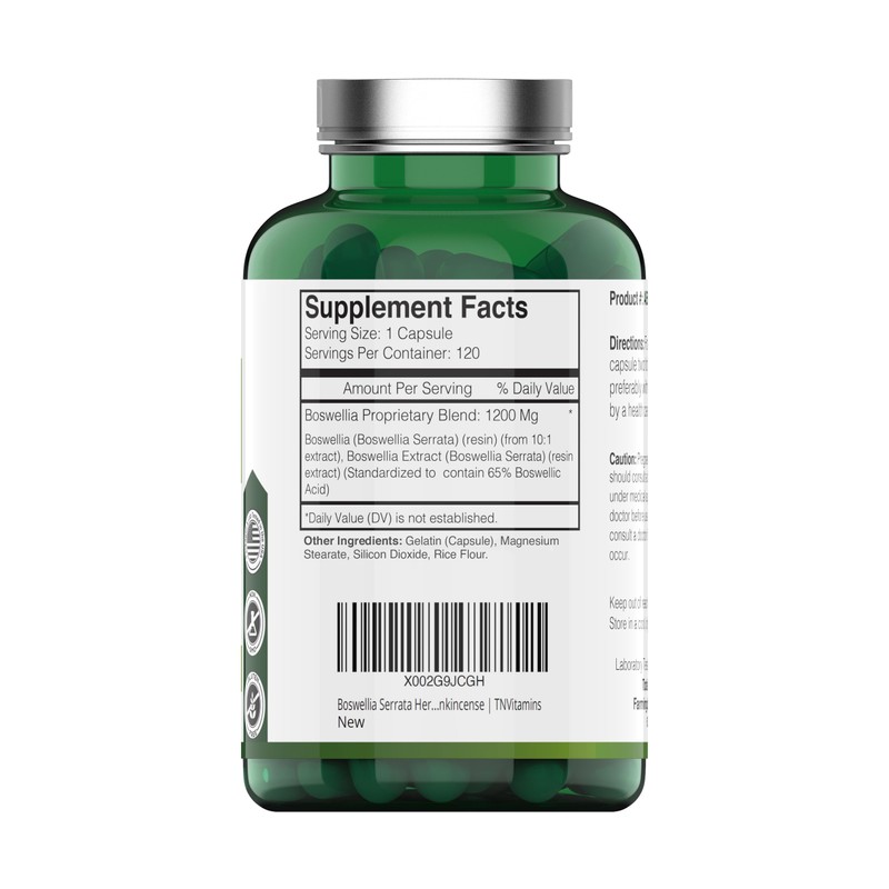 tnvitamins Boswellia Serrata & Turmeric Curcumin with Black Pepper
