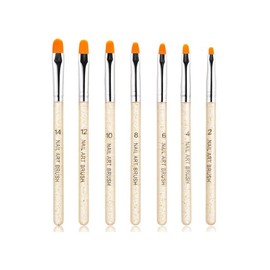 Aoshang 7Pcs Uv Gel Nail Brush, Poly Extension Gel Brush, Nail Art Tips Builder Painting Pen Set(No.2/4/6/8/10/12/14)