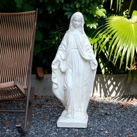 Keslecy Virgin Mary Outdoor Statues, Garden Religious Decorations, Indoor Mother Mary Statue, Garden Sculptures & Statues for Home Yard Patio Lawn Deck Hallway, Ivory