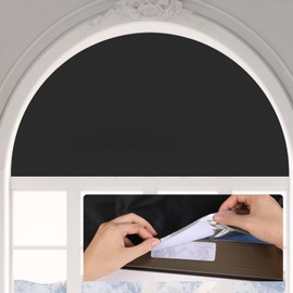 Maritown Arch Window Shade Blackout Half Circle Window Shades Stick on Self Adhesive Room Darkening Arched Half Moon Blinds Semi Circle Round Window Cover for Front Door