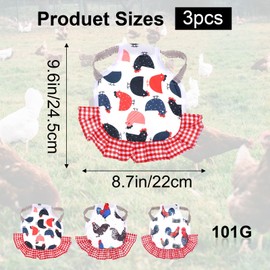 3 Pcs Chicken Saddle for Hens, Elastic Chicken Aprons for Hens, Waterproof Printed Hen Saddle for Chickens, Feather Protection Vest Jacket Chicken Saddles, Chicken Accessories for Real Chickens