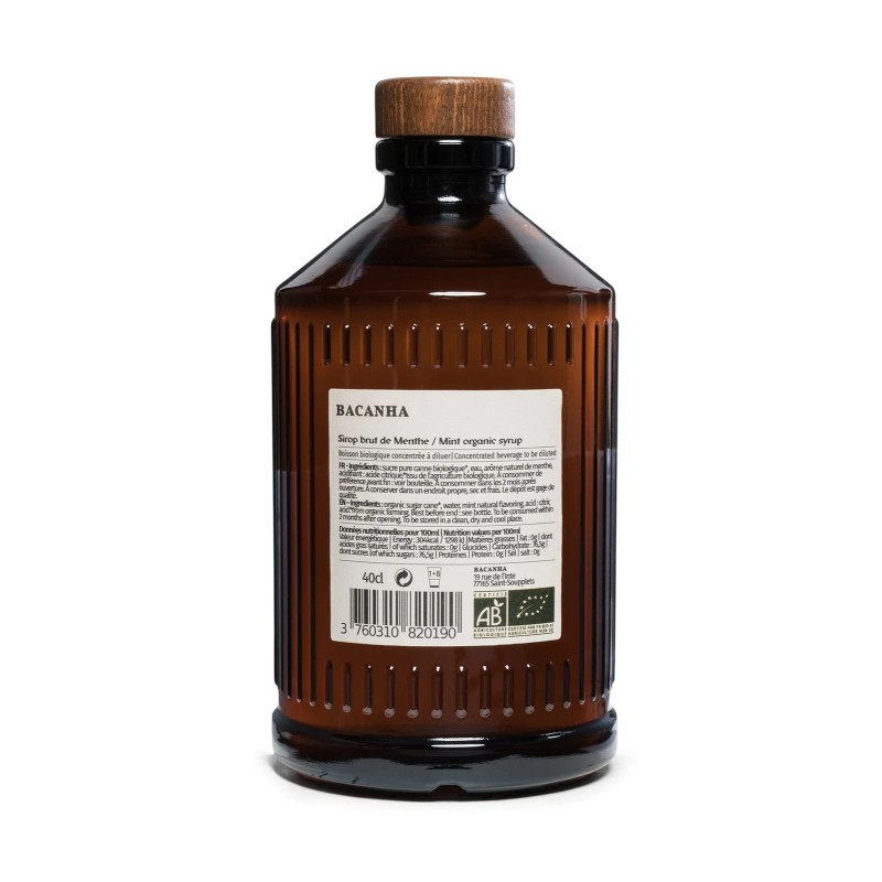 Bacanha Organic Strawberry Syrup 400ml Natural Flavor Vegan Glass Bottle