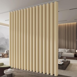 JILRON Room Divider Curtain Ceiling Curtain Track Set for Blackout and Privacy (Beige Curtain + White Track) 106" W x 106" L -1 Piece