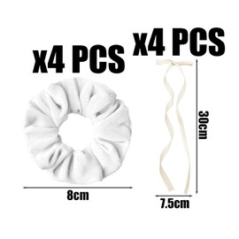 4 Pieces Of Velvet Hair Ring And 4 Pieces Of Bow Ribbon Clip, Simple Ponytail Hair Rope, Streamer Hair Clip, Hair Accessories.