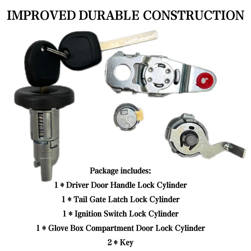 FCBJX Lock Cylinder Set for Ignition Switch,Door Handle, Tailgate Latch
