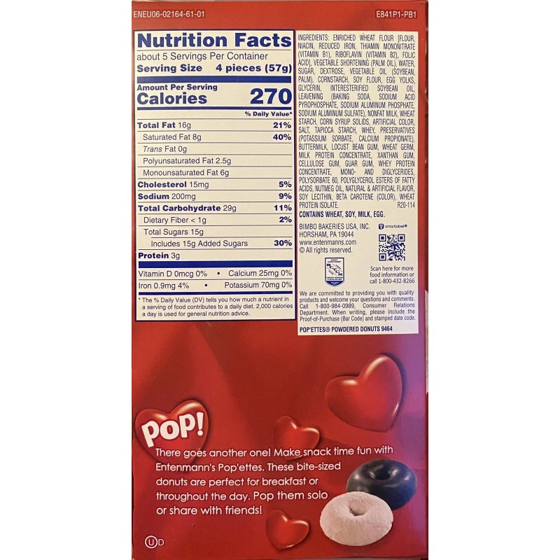 Entenmann's Popettes Pop'ettes POWDERED Mini Donuts 11 oz Box NEW