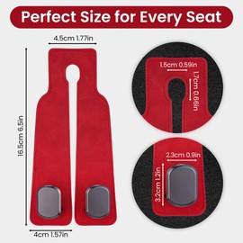 2Pcs Car Seat Hooks for Headrest, Sued Leather and Zinc Alloy Purse Hook for Car, Double Hooks Purse Holder for car & Mobile Phone Holder, Car Seat Hanger for Purses & Bags (Rd & Silver)