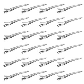 24Pzs Pinzas de Pato, Pinzas Cabello de Metal Resistente, plata | Broches para Cabello de Mujer, Pinzas Pelo Peluqueria, para peinado coloración del y cabello Secar el Cabellos, 5 Pulgadas