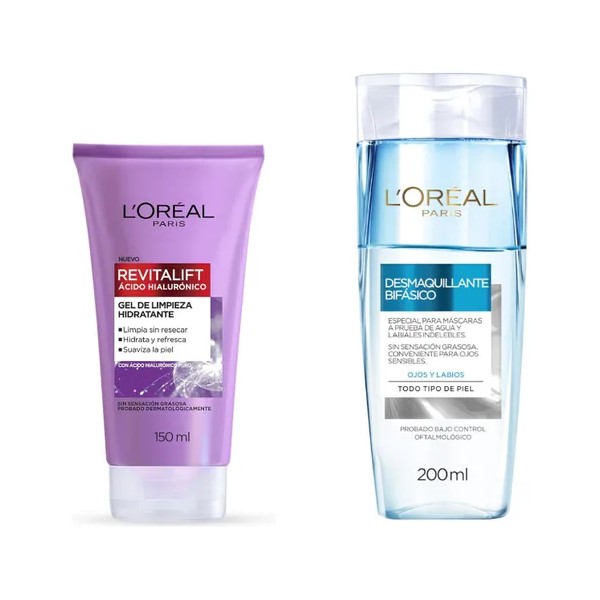 Kit L'oréal Paris Gel De Limpieza + Desmaquillante Bifásico
