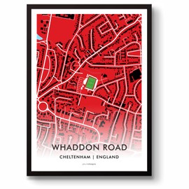 GroundDesigns CHELTENHAM TOWN FC Football Gift WHADDON ROAD Stadium Art Map Unframed A3 Print