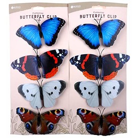 BWG Garden Clip On Butterflies - Plastic 13cm Wing (Set of 8)