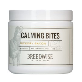 Breedwise Pet Provisions Dog Calming Treats, All Natural Holistic Dog Anxiety Relief Bites, Hickory Bacon Flavor, Stress Reducing, 210g (60 Chews, Hickory Bacon)