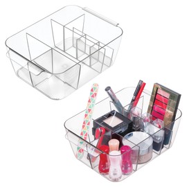 iDesign Makeup Countertop or Vanity-Storage Toiletries-Set of 2-Clear Cosmetic Organizer