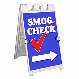 Smog Check Right Arrow (24" X 36") Deluxe A-Frame Signicade, Includes 2 Removable Panels & Stand