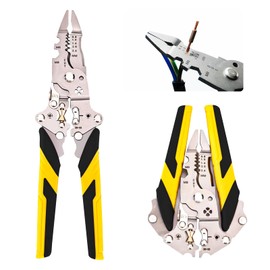 Wire Stripper with Current Measuring Function, Wire Stripping Tool, 12 in 1 Pliers, Electrician Tool, Wire Stripper, Voltage Tester, Pliers, Cable Shears for Stripping, Winding, Splitting, Black