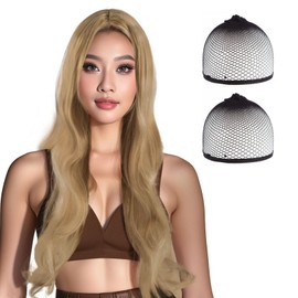 SSKHE 27.5 Inch/70 cm Long Curly Blonde Wig for Women, Middle Synthetic Ladies Wigs, Womens Wigs for Party Daily