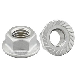 Flange Nut with Locking Toothing According to DIN 6923 / Stainless Steel A2, V2A / Hex Nut with Flange and Locking Toothing, Collar Nut (Pack of 10, M10)