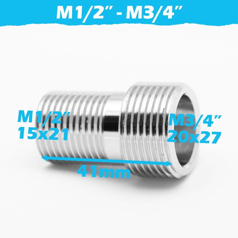 BLUMKRAFT 2 x M1/2"-M3/4" short male connectors, 15 x 21