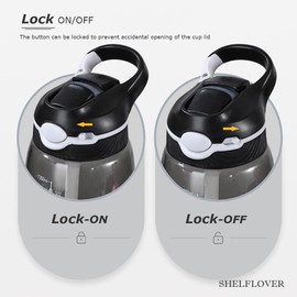 Generic SHELFLOVER Light Blue Water Bottle With Narrow Straw, BPA FREE Clear Bottles With Handle One Hand Use Easy Carried, Flip Up, Suit School, Office, Gym, Office, 32oz (1000ml), SLWB32OZP