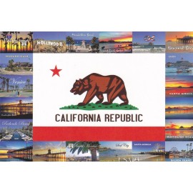 CALIFORNIA REPUBLIC Red Star and Bear [[ this is ONE Card - 6" x 4"/ 97830-46R-b