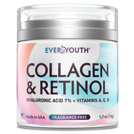 Collagen Cream for Face, Neck & Décolleté, Anti Aging Facial Moisturizer for Women with Hyaluronic Acid, Vitamin E, Made in USA, Anti Wrinkle Face Cre