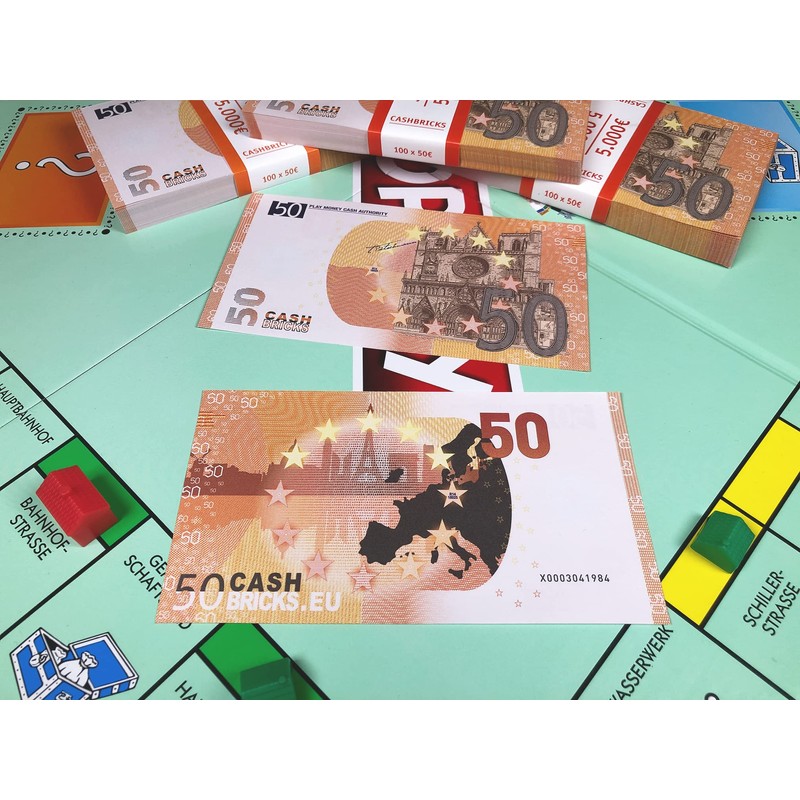 Cashbricks 100 x €50 EURO play money banknotes