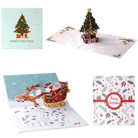 Pop Up Card Christmas, Pack of 2 Christmas Cards 3D, Pop Up Christmas Card with Envelopes, Christmas Cards for a Festive Christmas Post for Family and Friends