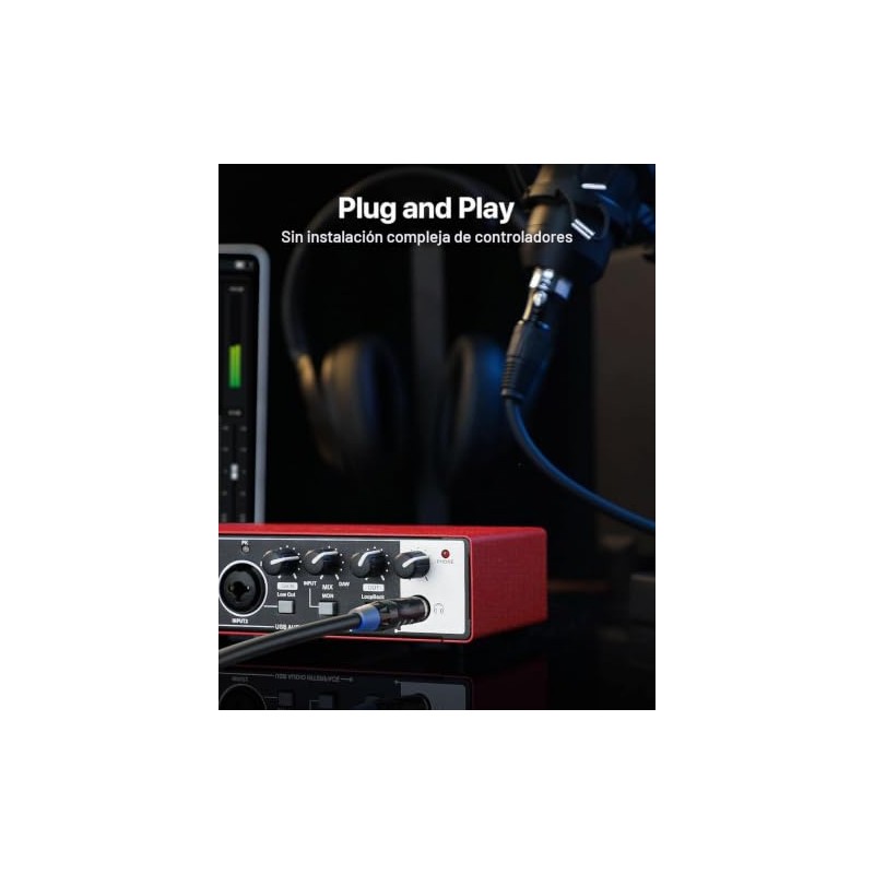 Interfaz de audio USB-C 2x2 CIXUN para grabación de PC/Mac