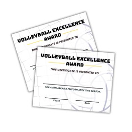 Volleyball Award Certificate of Excellence Sports | 50pk 8.5x11” Paper for Trophies Medal Most Improved Girls 1st 2nd 3rd Ribbon Sticker Team Gifts Youth Handouts