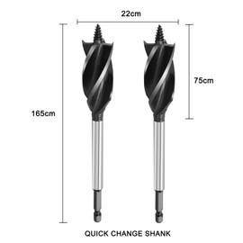 hsawbit 2pcs x 22mm x 165mm Wood Drill Bit, Auger Drill Bits for Wood 1/4 Inch Hex Shank Woodworking Hole Drill Bit
