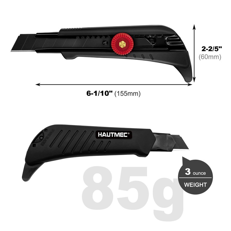 HAUTMEC 18mm Heavy Duty Utility Knife with Fin Design, Ratchet