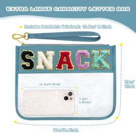 LSxia - Bolsa de maquillaje de nailon con cierre de chenilla, bolsa de maquillaje transparente, bolsa de aseo para cosméticos, bolsa de maquillaje impermeable, bolsa de viaje para mujeres, Blue-Snack