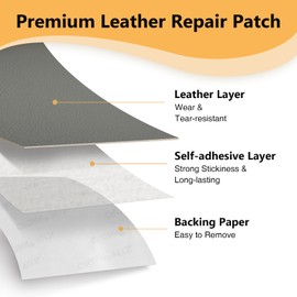 Lewondr Leather Repair Patch, 16'' × 60'' Large Leather Repair Tape Kit, Self-Adhesive Leather Patches for Furniture, Couch, Sofa, Car Seat, Chair, Clothing, Dark Gray