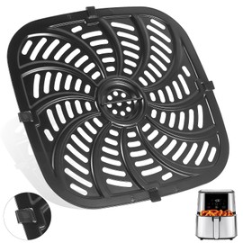 Upgraded Air Fryer Replacement Grill Pan for Chefman 8 QT, Nonstick Air Fryer Plates with Rubber Bumpers, Air Fryer Accessories Replacement Tray, Dishwasher Safe