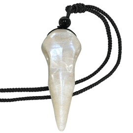 Nupuyai Crystal Raven Skull Necklace for Men and Women, Gemstone Crow Skull Pendant Healing Stone Raven Necklace Witch Raven Head Reiki Jewellery, White Moonstone Black Obsidian Stone Nylon rope