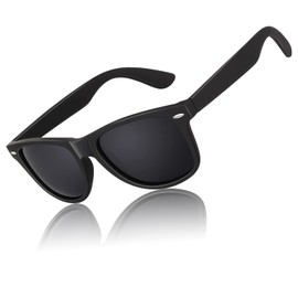 CGID Classic Eyewear 80's Retro Large Horn Rimmed Style UV400 Polarized Sunglasses,Matte Black