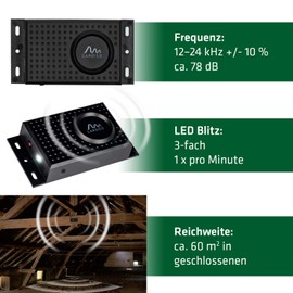 Gardigo GARDIGO? Marder-Frei Dual | Marderschreck Auto | Mobile Marderabwehr fr KFZ, Haus, Dachboden, Garage | Ultraschall und Blitzlicht | Anschluss an 12V Autobatterie oder Batteriebetrieb m?glich