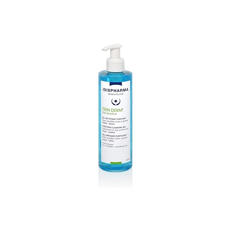 Isispharma Teen derm Gel Sensitive 250 ml, gel de limpieza