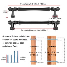 KOOFIZO 10 Pack 5 Inch Oil Rubbed Bronze Kitchen Cabinet Handles Rubbed Bronze Cabinet Pulls Bronze Cabinet Hardware P30 for Cabinets Drawer Dresser Cupboard Bedroom Bathroom