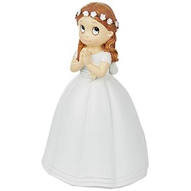 Mopec Figure Communion Girl Dress Long And Crown Flowers, Polyresin, White, 9.5 x 10.5 x 16.5 cm