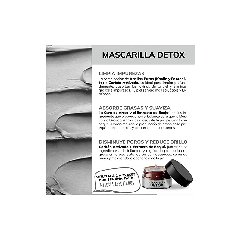 Mascarilla Facial Detox de Carbón Activado - Limpieza Profunda -