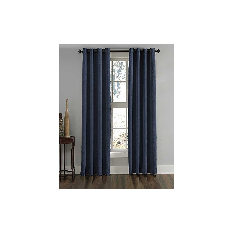 Curtainworks Lenox Grommet Curtain Panel, 50 x 132 in, Navy
